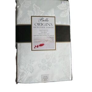 Origins Tablecloth‎ 60" X 84" White  Oval Spill Proof Microfiber New